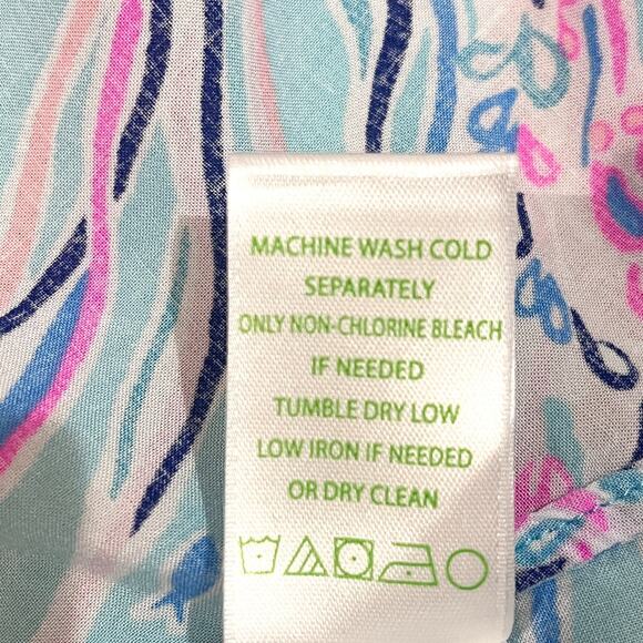 Lilly Pulitzer Natalie Shirtdress Cover-Up SZ Small Blue Pink Ocean Beach Fish - Picture 7 of 7